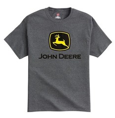 NEW John Deere Charcoal Gray T-Shirt Construction Logo Sizes S M L XL 2X 3X 4X