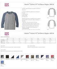 District Mens Perfect Tri T Shirt 3/4 Sleeve Raglan Stylish T-Shirt DM136