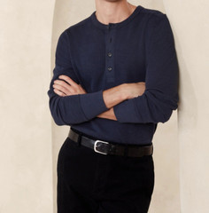 BANANA REPUBLIC Double-Knit Henley T-Shirt #734154