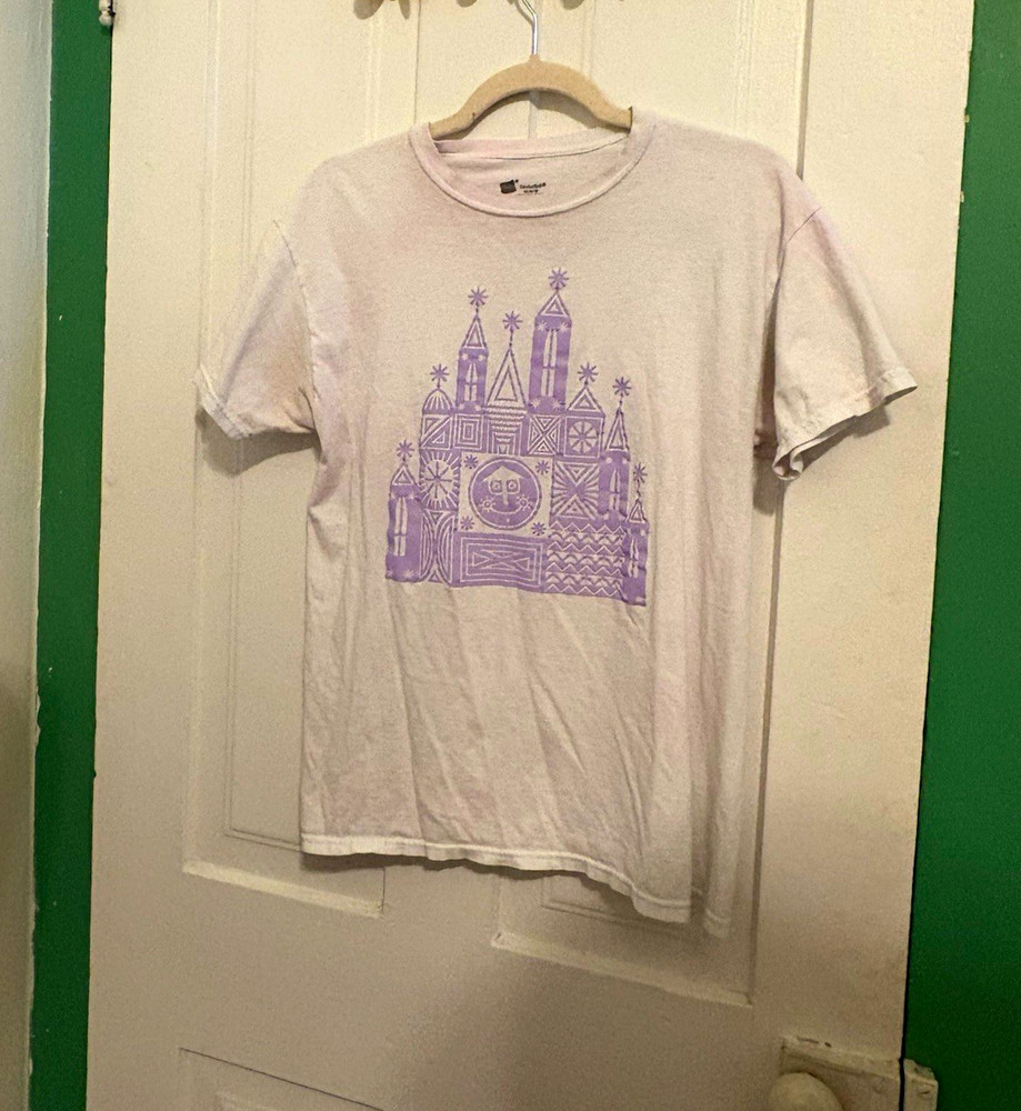 Hanes ComfortSoft Men’s M White/Purple Graphic Print Crew Neck Cotton Tee SS