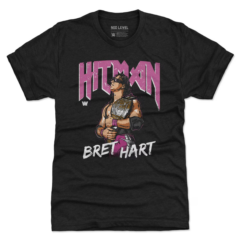 Bret Hart Hitman Tri Blend Premium Graphic Wrestling T-Shirt 500 Level Tee