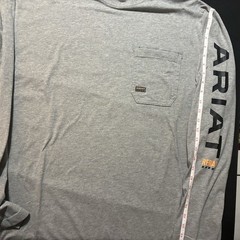 Ariat Rebar Men’s Pocket Long Sleeve Tee T Shirt Light Gray Work Size 2xl