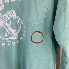 Ivory Ella Maine Anchors Up Long Sleeve Pocket T-Shirt Green Coastal STAIN