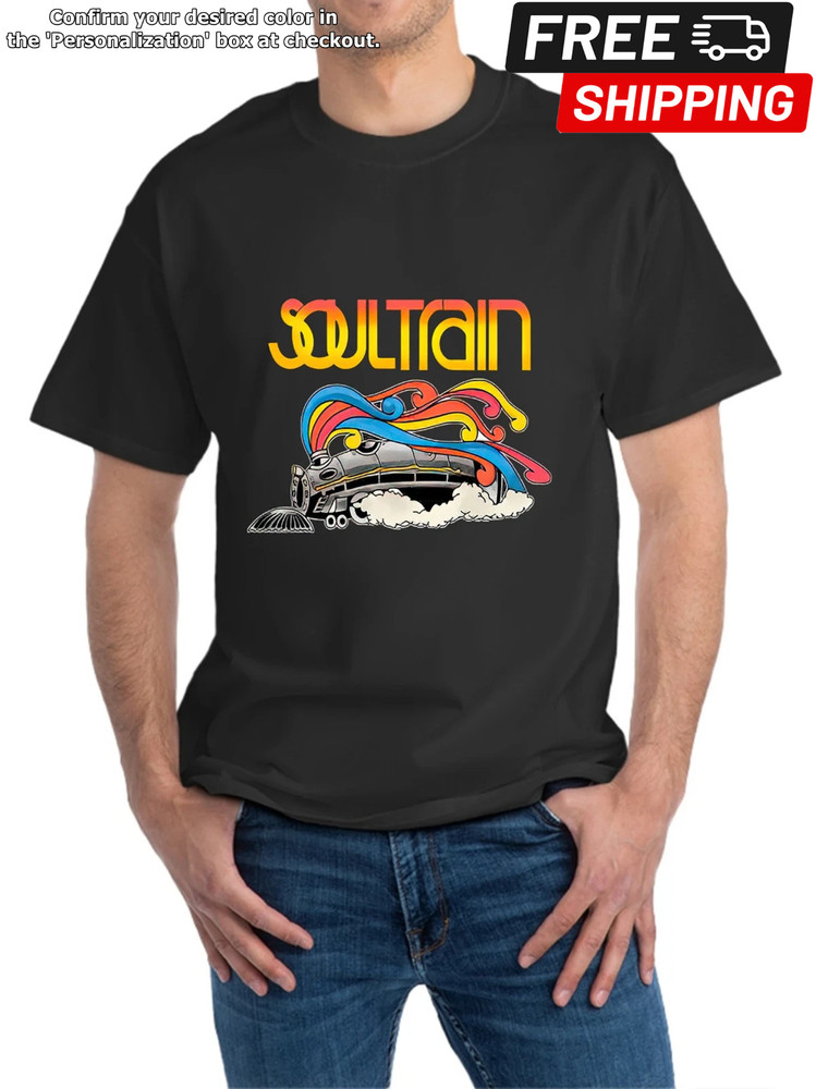 Men’s Retro Soul Train Graphic T-Shirt – Black Casual Short Sleeve Cotton Tee wi