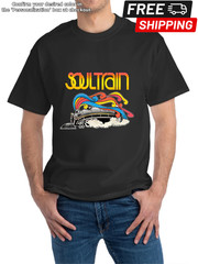 Men’s Retro Soul Train Graphic T-Shirt – Black Casual Short Sleeve Cotton Tee wi