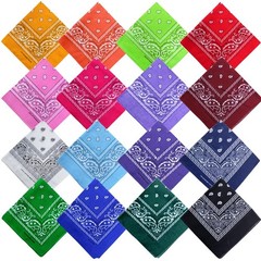 16PCS Bandanas Unisex Paisley Bandanas Bulk Multi-Purpose Headband Cowboy Hea…