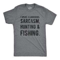 Mens I Speak 3 Languages Sarcasm Hunting and Fishing T shirt Hunter Sarcastic