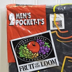 1995 2 Pack Fruit of the Loom Pocket Shirt NOS Vintage XL Black Made In USA