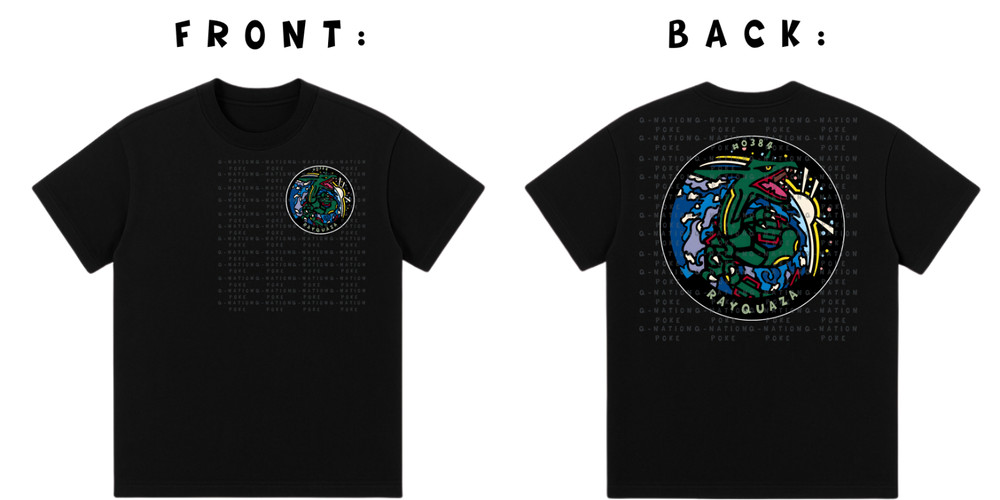 POKENATION RAYQUAZA SHORT-SLEEVE CREW NECK TSHIRT (SHIRT IS PROCLUB)