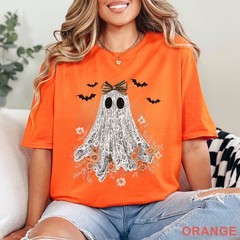 Halloween Lace Ghost Shirt, Cute Floral Ghost Shirt, Spooky Fall Floral, 203651