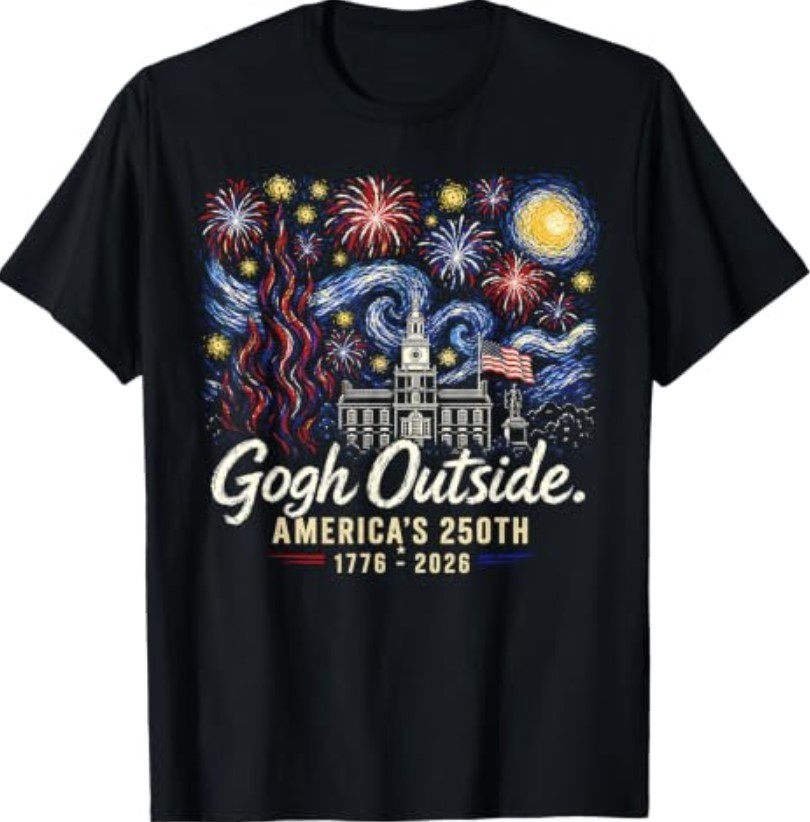 Gogh Outside America’s 250th 1776 2026 Starry Night USA T-Shirt