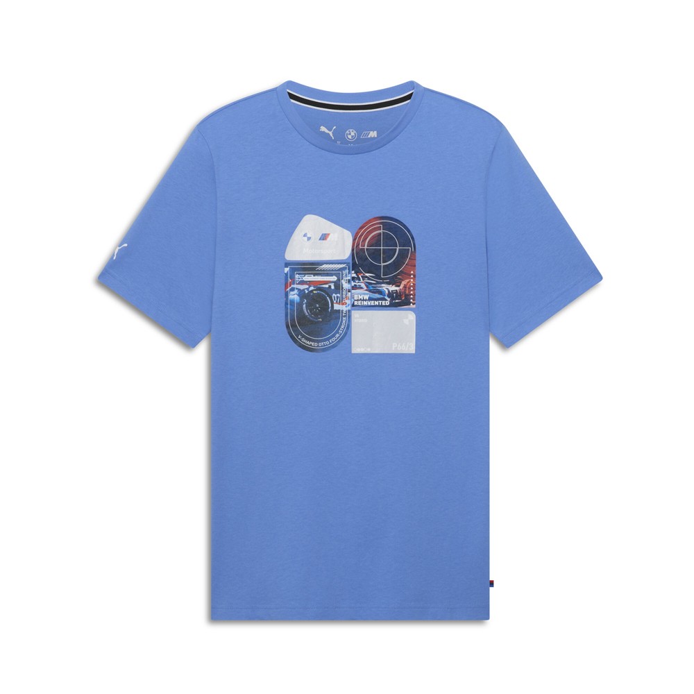 PUMA Bmw M Motorsport Car Graphic Crew Neck Short Sleeve T-Shirt Mens Blue Casua