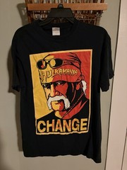 Vintage Hulk Hogan Hulkamania CHANGE theme Wrestling shirt Size L TNA WCW Rare