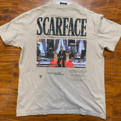 Scarface Shoe Palace X Tony Montana Embroidered Double Sided Beige T Shirt SZ M