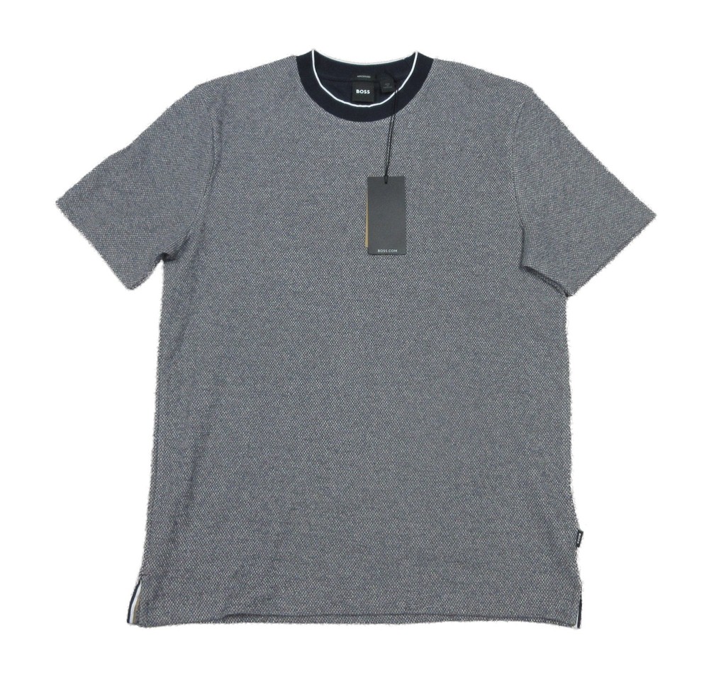 Boss Hugo Boss Navy H-Thompson Textured Pattern Cotton Short Sleeve T-Shirt M