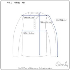 Apt 9 mens long sleeve solid blue cotton blend premier flex henley shirt XLT NEW