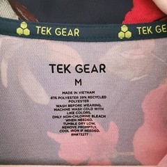 Tek Gear Navy Blue Red Roses Floral Collar Button Up Athletic Shirt Size M