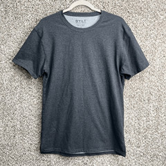 BYLT T-Shirt Men’s Medium Dark Gray Basic Crew Neck Split Hem Lux Short Sleeve