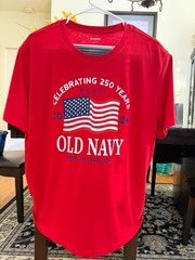 2026 Men OLD NAVY USA American Flag 4th of July T Shirt Size L RED