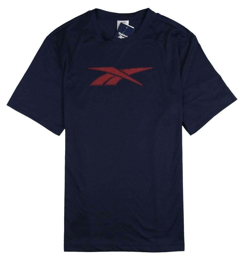 REEBOK Vector Performance Logo T-Shirt sz M Medium Navy Blue Red