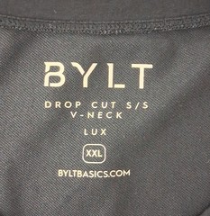 Bylt Basics T-Shirt Mens Size XXL Drop Cut V-Neck Gray Striped Lux Short Sleeve
