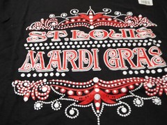 NWT LOT of 2 -1 M, 1 XL,St Louis Mardi Gras Short Sleeve T Shirts Black w Red