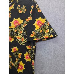 Nike Floral Print T-Shirt Mens Large Black Yellow Athletic Cut Futura Logo Tee