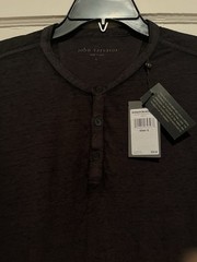 John Varvatos USA Men Charcoal Grey Heather Short Sleeve Duke Henley – NWT