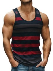 Retro Striped 3D Graphic Tank Top for Men – Sleeveless Quick-Dry Summer Vest