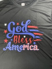 Patriotic God Bless America Red/White/Blue Black Shirt Men’s Large