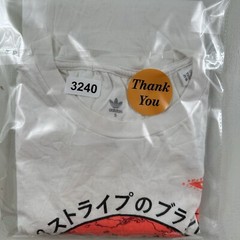 ADIDAS Japan Script Print T-Shirt Mens Small Trefoil Text Logo White Orange