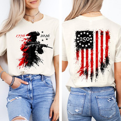 Tactical Revolutionary Soldier Shirt American Flag 250 Years Patriot 1776-2026