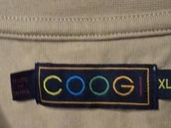 Coogi T Shirt Mens XL Tan Embroidered Logo Front Back Textured Pattern