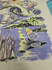 Variety Surfing T Shirt Single Stitch Puff Print White One Size USA Made Vintage