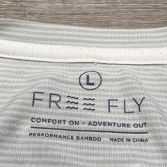 Free Fly Henley Mens Large Bamboo Viscose Gray White Stripe Short Sleeve Tee