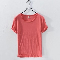 Retro Raw Edge T-Shirt for Men, 100% Cotton, Lightweight,Breathable,Slim-fit
