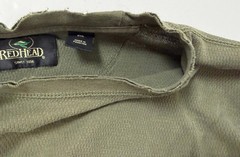 Distressed Waffle-Knit Shirt Men XXL Boxy Grunge Minimal Olive Midweight Vintage