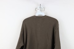 Vtg 90s Streetwear Mens Large Faded Heavy Ribbed Knit Long Sleeve Henley T-Shirt