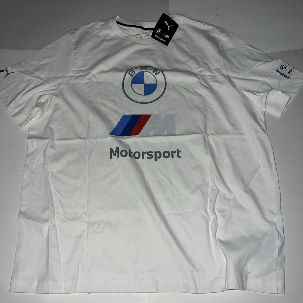 Puma BMW Motorsport MMS Racer Logo Men’s T Shirt White Sz XXL $40 NEW