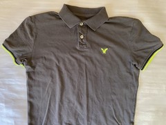 American Eagle Polo Shirt Men’s Small Gray Lime Green Accent Athletic Fit Casual