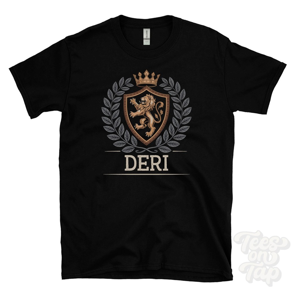 DERI FANTASY COAT OF ARMS T-SHIRT novelty parody family name crest