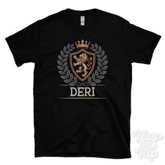 DERI FANTASY COAT OF ARMS T-SHIRT novelty parody family name crest