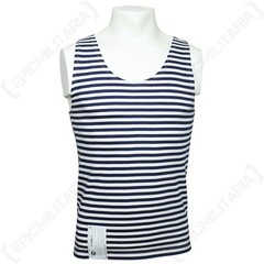 Genuine Russian Navy Vest Telnyashka – 100% Cotton Blue Striped Tank Top New