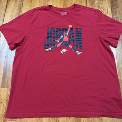 Nike Air Jordan Graphic T Shirt Mens 2XL XXL Red Jump Man Basketball 100% Cotton