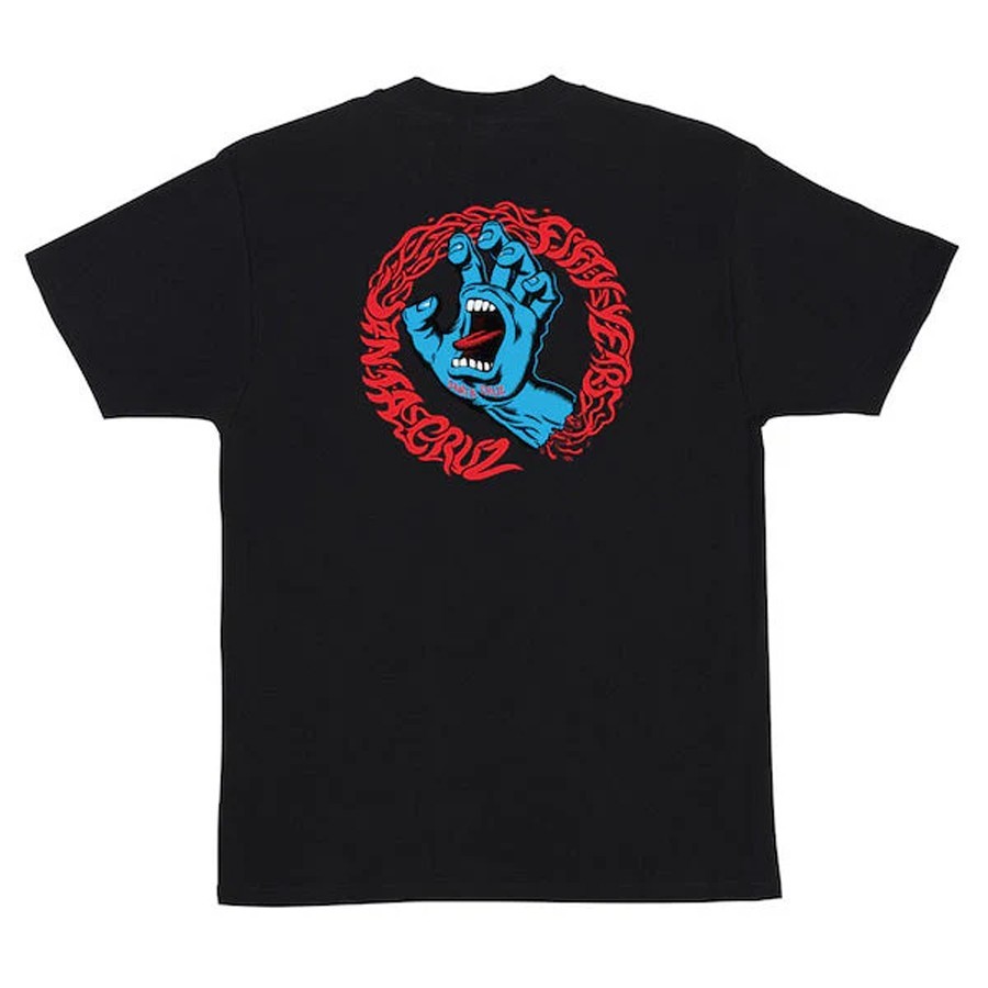 Santa Cruz SCREAMING 50 FIFTY YEARS HAND Skateboard T Shirt BLACK