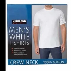 NEW! 6 pack Kirkland T Shirts men boys White Crew Neck 100% Cotton Tees L Large!