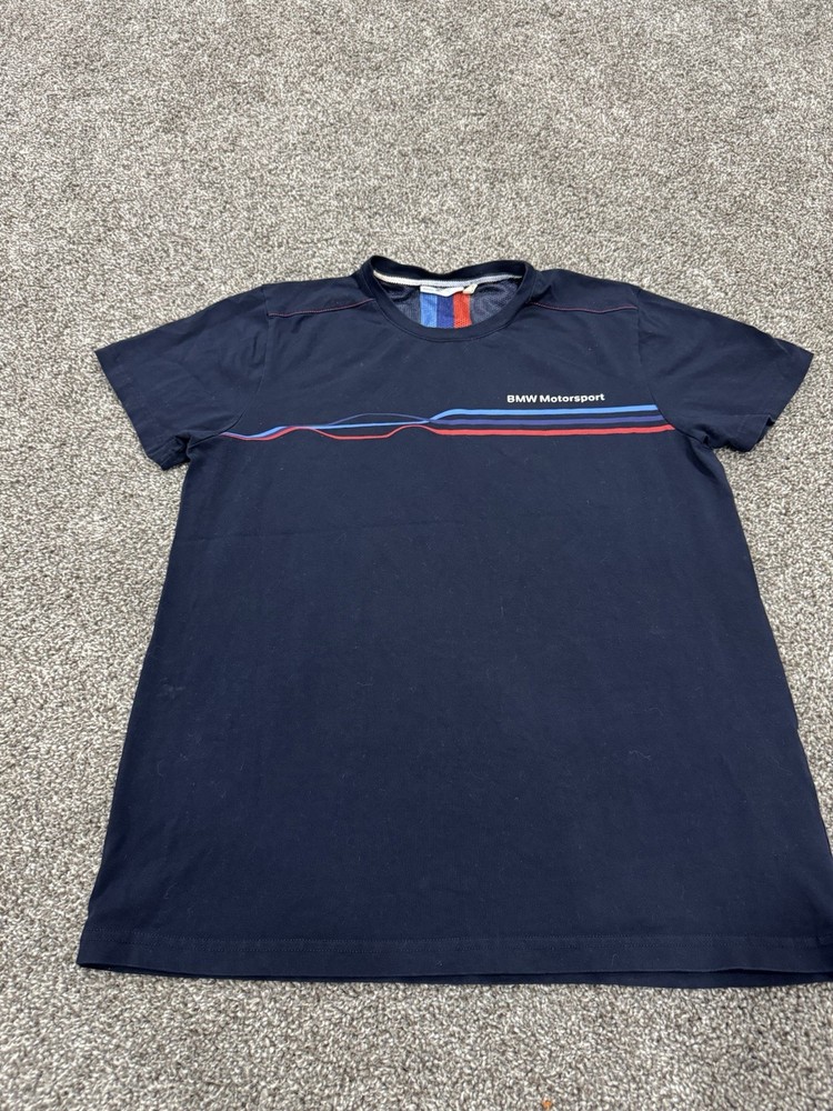 BMW Motorsport Navy L Men’s Crew Neck T-Shirt Short Sleeve Logo Graphic Print
