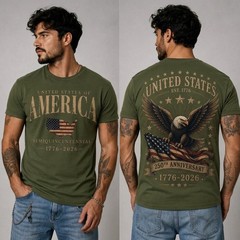 America 250th Anniversary Eagle Patriotic USA 1776-2026 Military Geen T-Shirt