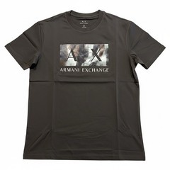 Armani Exchange Box Logo with Regular Fit Cotton T Shirt Black Olive Designer