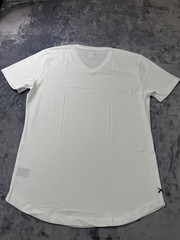 Cuts Clothing Short Sleeve V Neck Curve-Hem T-Shirt Mens Medium White Pyca Pro